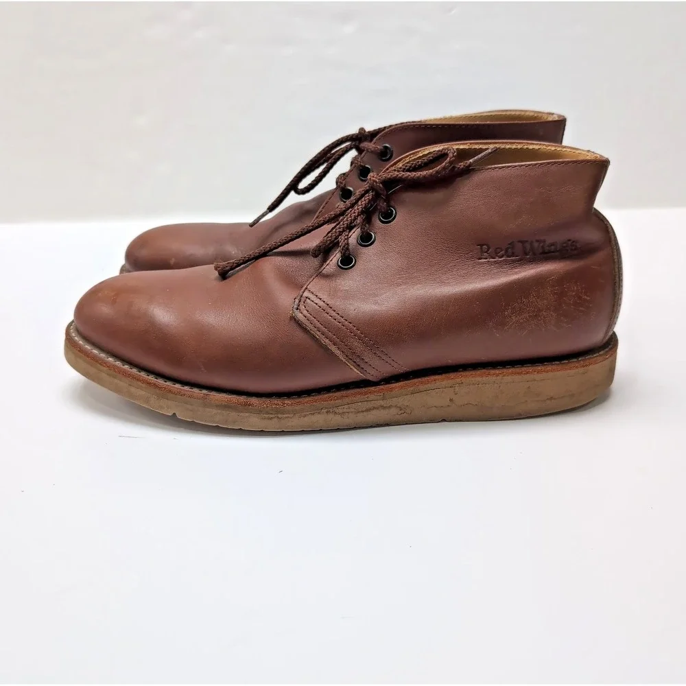 Vtg Y2K Red Wing Chukka Desert Work Boots Mens Size 10 D Brown Made in USA Flaws